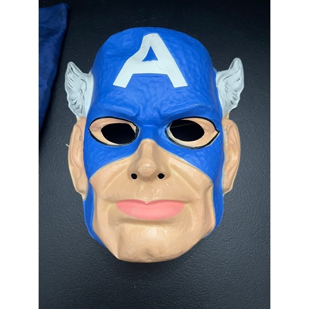 Vintage Captain America Mask and Cape Set Marvel Superhero Costume Kids Blue